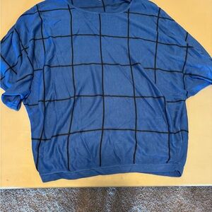 New York & Company Blue Checkered Blouse